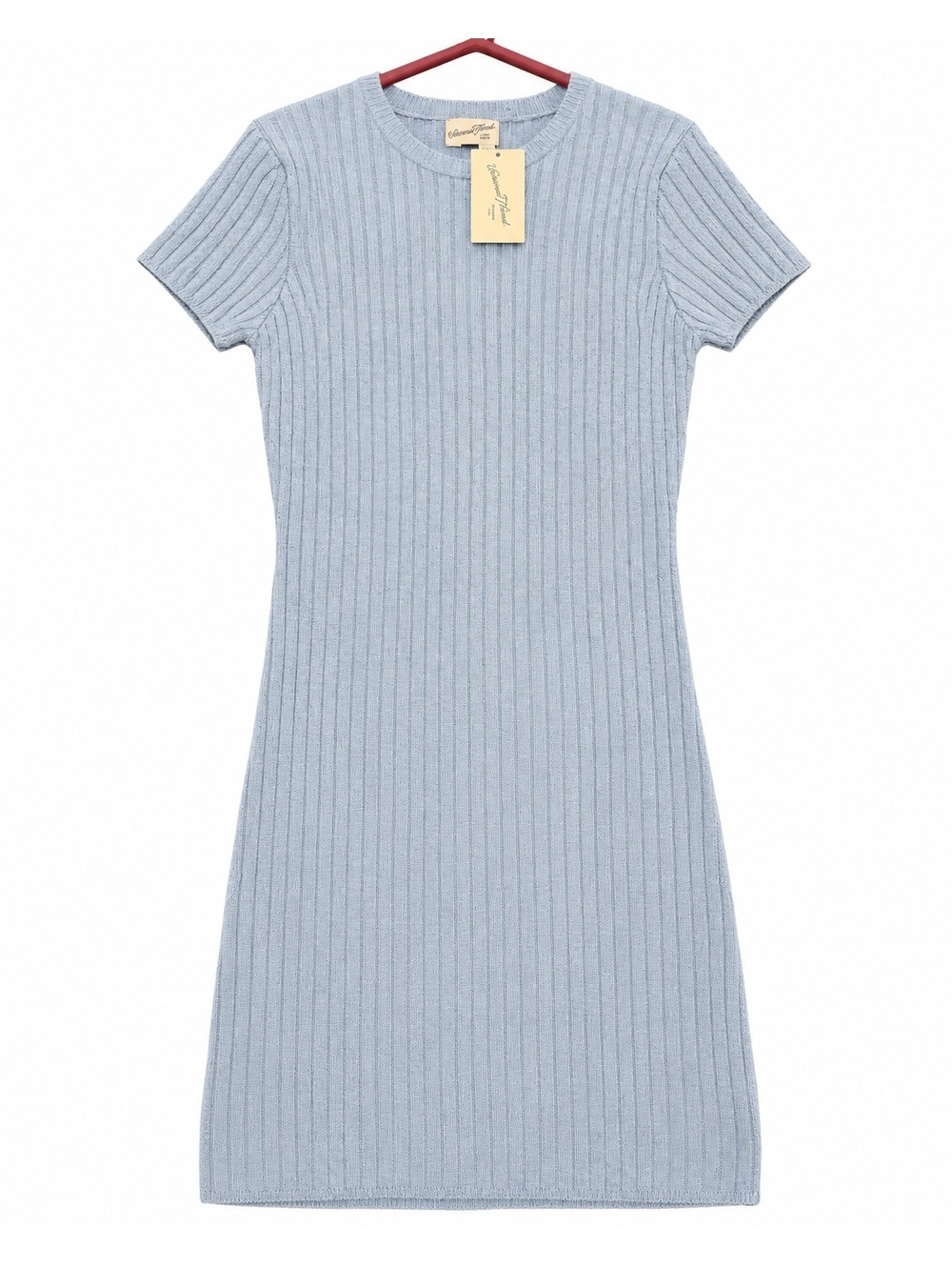 Universal Thread Light Blue Ribbed Knit Short Sleeve Dress XL